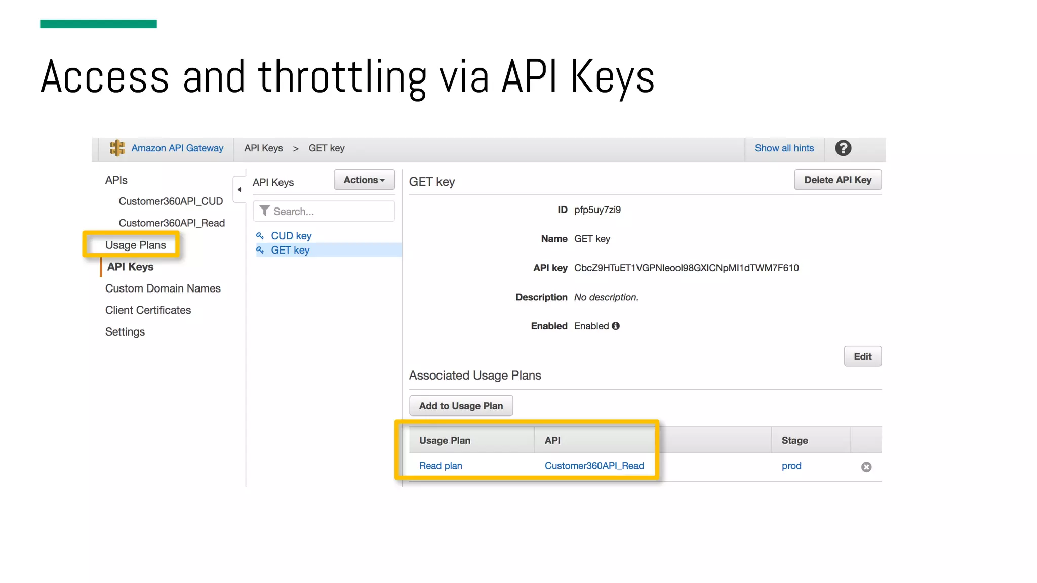 Access and throttling via API Keys 