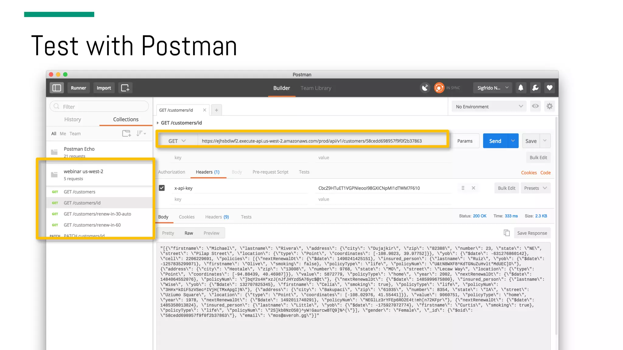 Test with Postman 