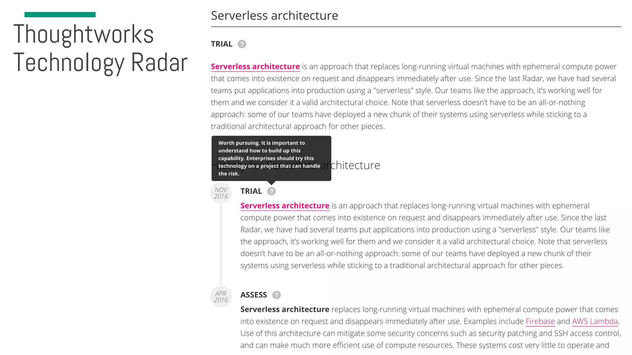 Thoughtworks Technology Radar 