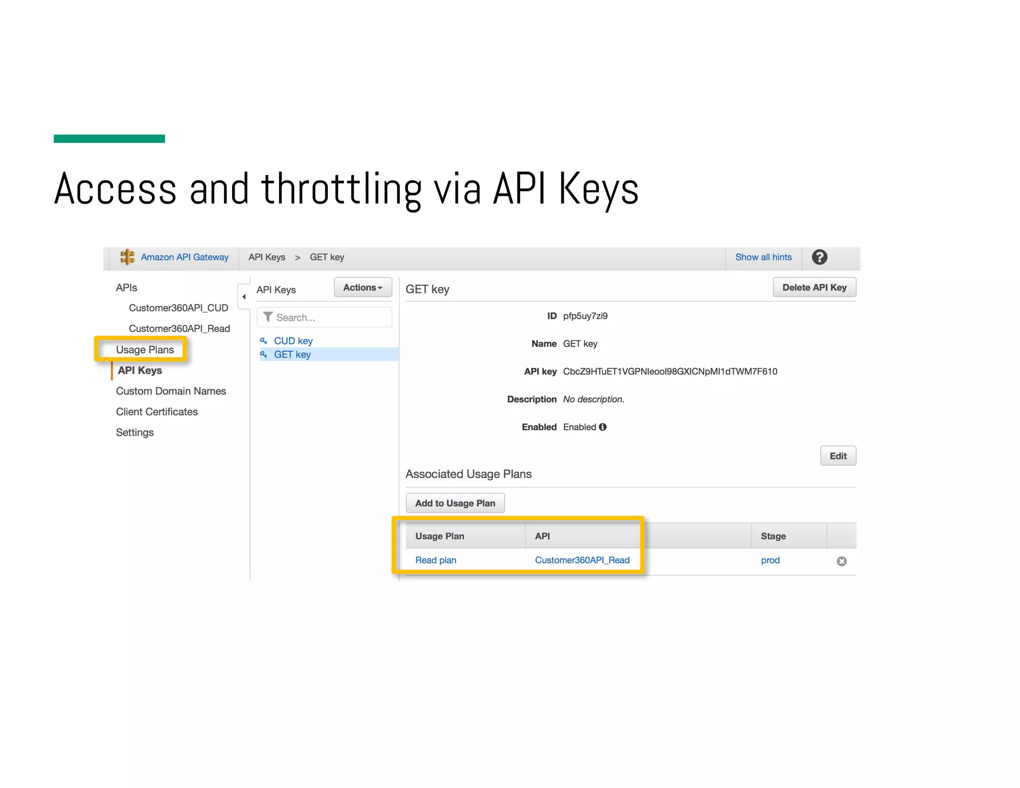 Access and throttling via API Keys 