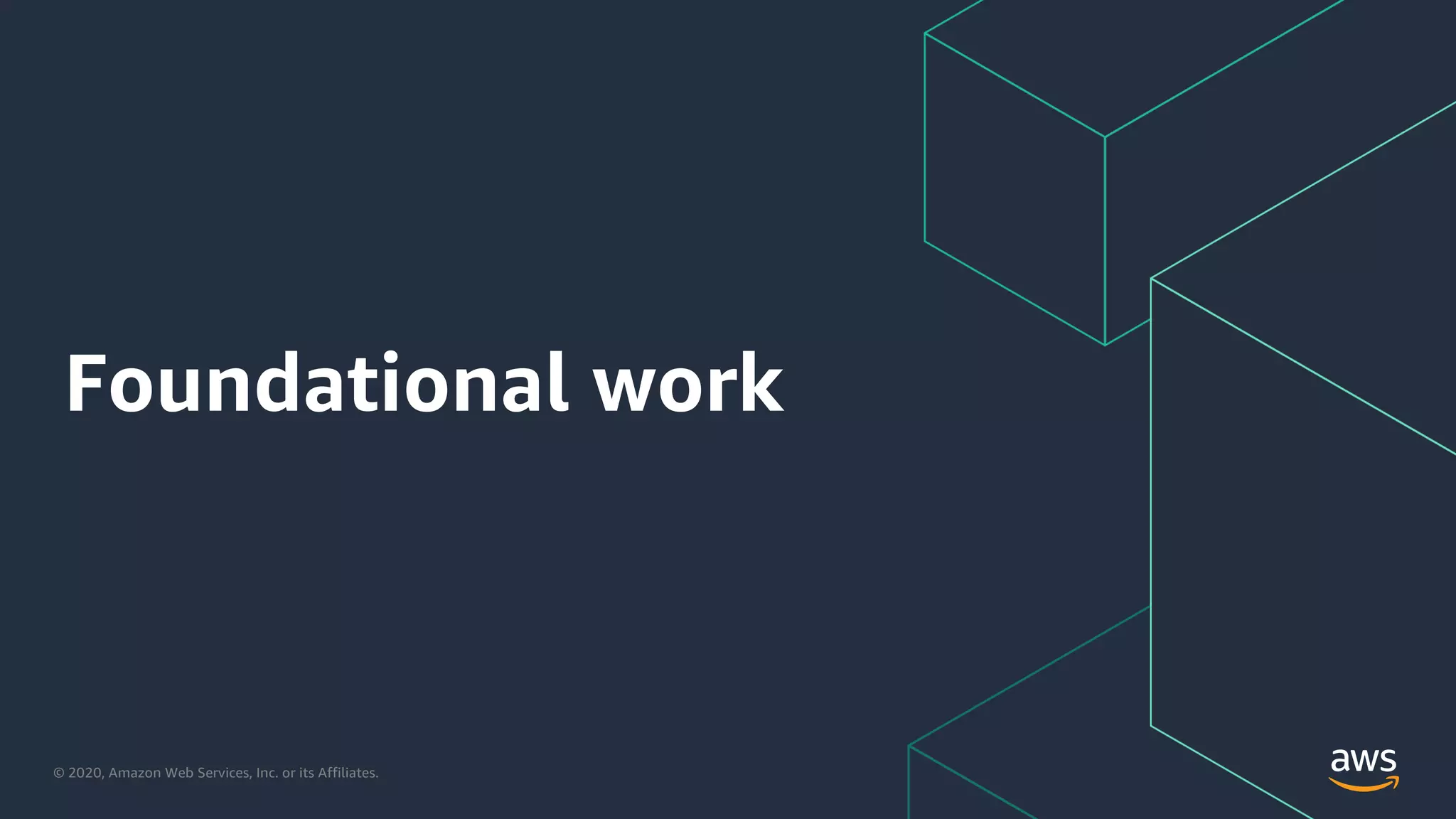 © 2020, Amazon Web Services, Inc. or its Affiliates.
Foundational work
 