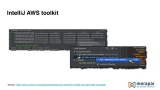 IntelliJ AWS toolkit
source: https://aws.amazon.com/blogs/developer/aws-toolkit-for-intellij-now-generally-available/
 