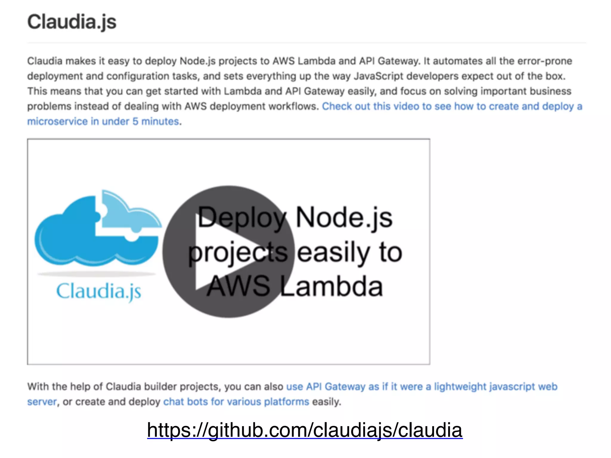 https://github.com/claudiajs/claudia
 