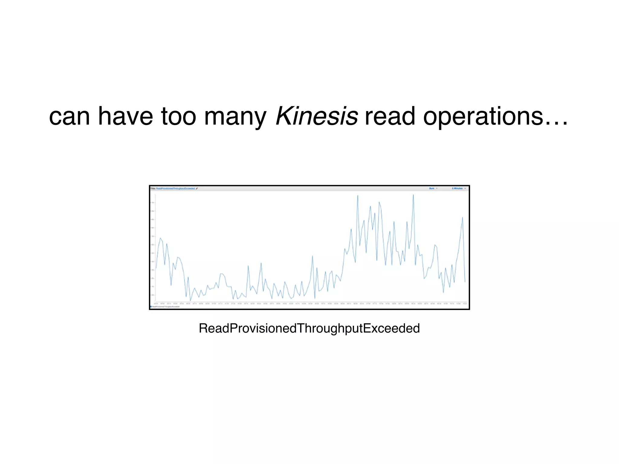 ReadProvisionedThroughputExceeded
can have too many Kinesis read operations…
 