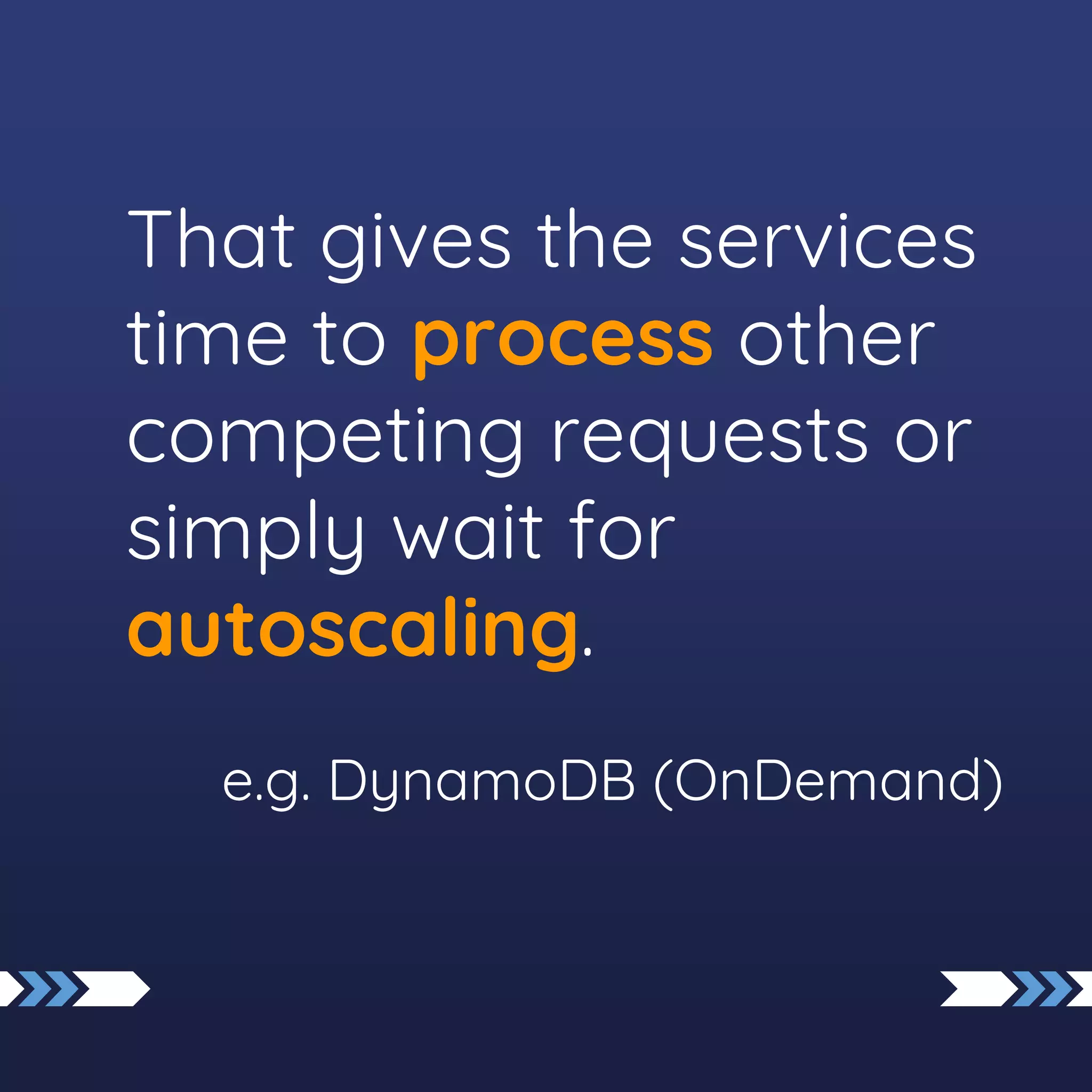 That gives the services
time to process other
competing requests or
simply wait for
autoscaling.
e.g. DynamoDB (OnDemand)
 