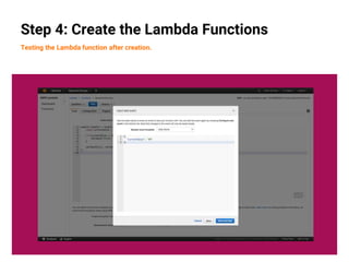 27
Step 4: Create the Lambda Functions
Testing the Lambda function after creation.
 