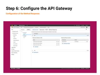 31
Step 6: Configure the API Gateway
Configuration of the Method Response.
 