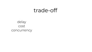 trade-off
delay
cost
concurrency
 
