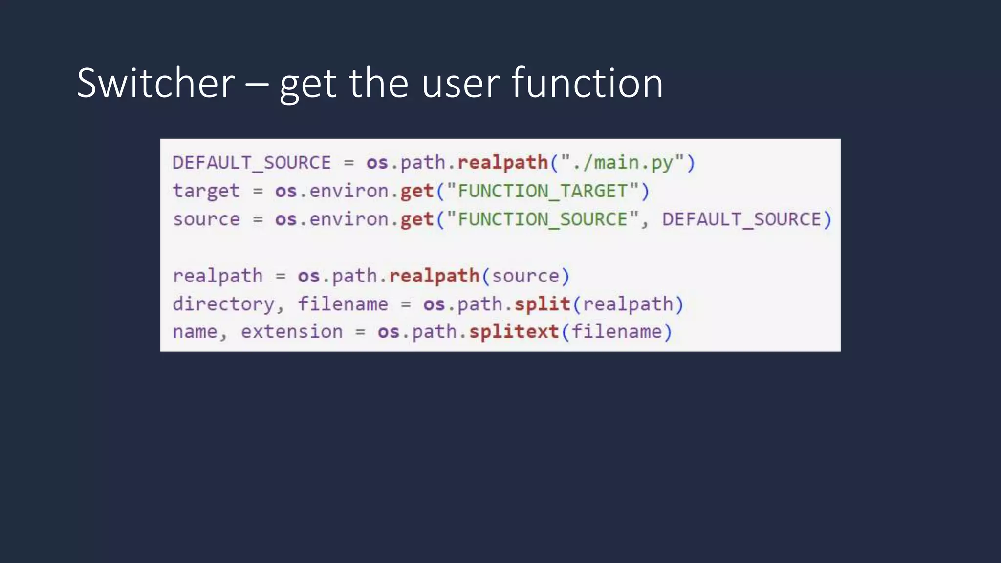 Switcher – get the user function
 