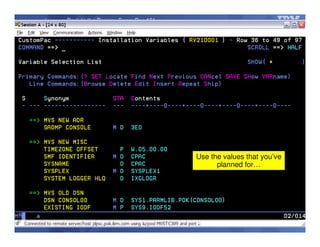 © 2014 IBM Corporation40
Back to the Basics: ServerPac 101
Use the values that you’ve
planned for…
 