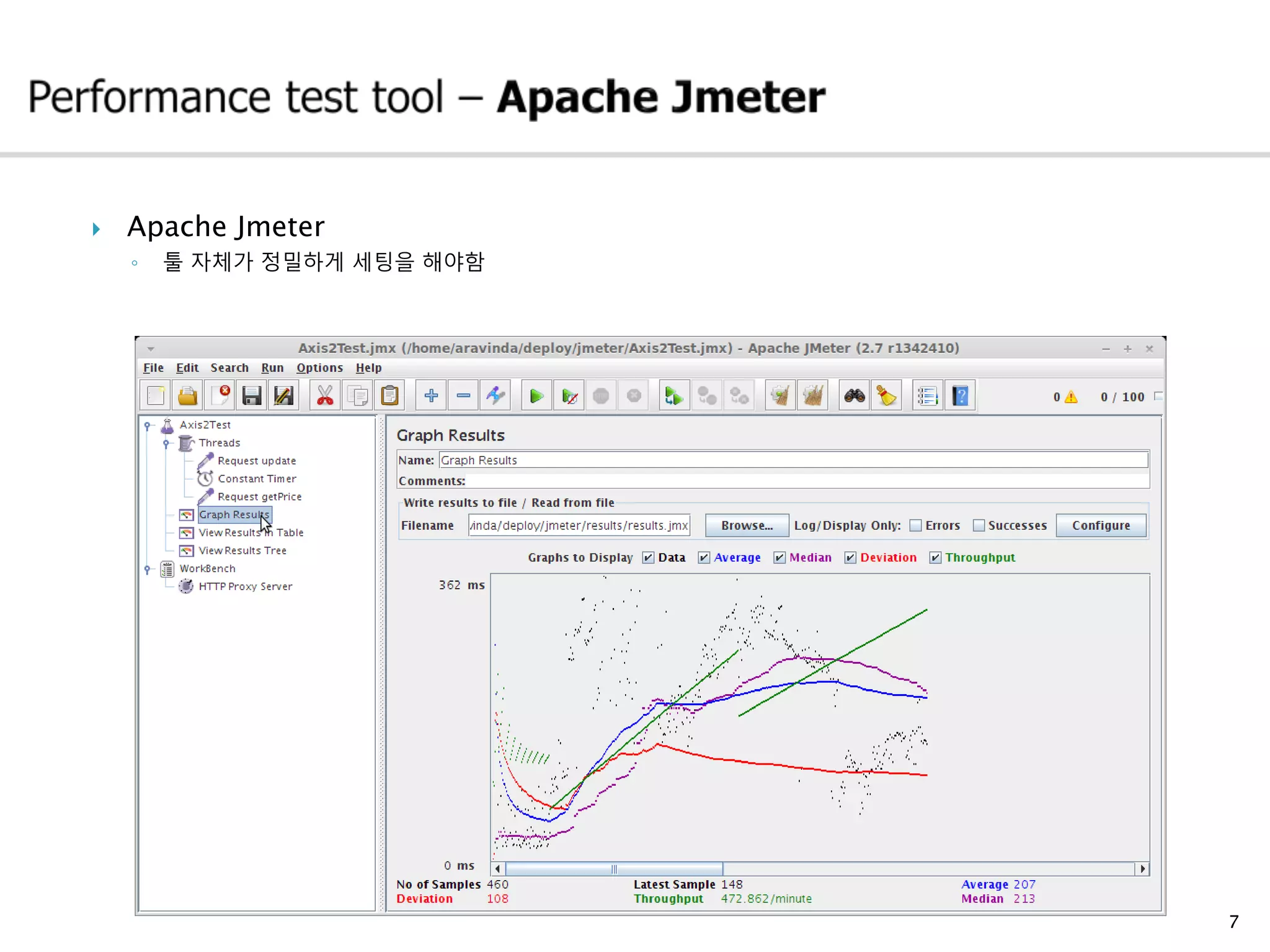  Apache Jmeter
◦ 툴 자체가 정밀하게 세팅을 해야함
7
 