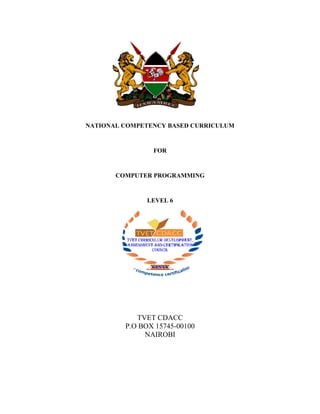 National Competency Based Curriculum for Computer Programming Level 6 ...