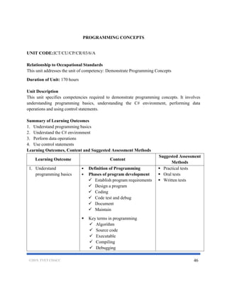 National Competency Based Curriculum for Computer Programming Level 6 ...