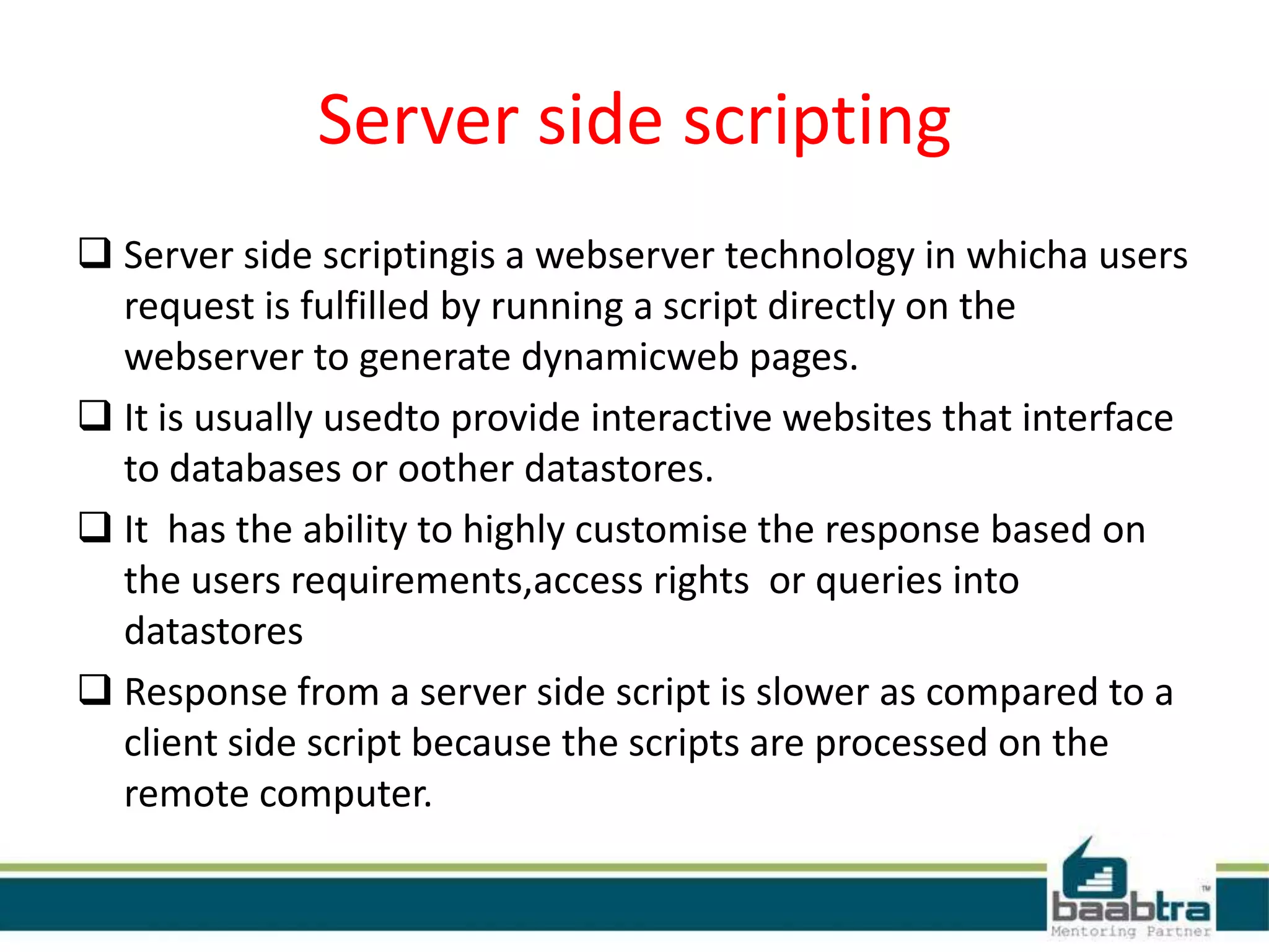 Server side scripting | PPTX