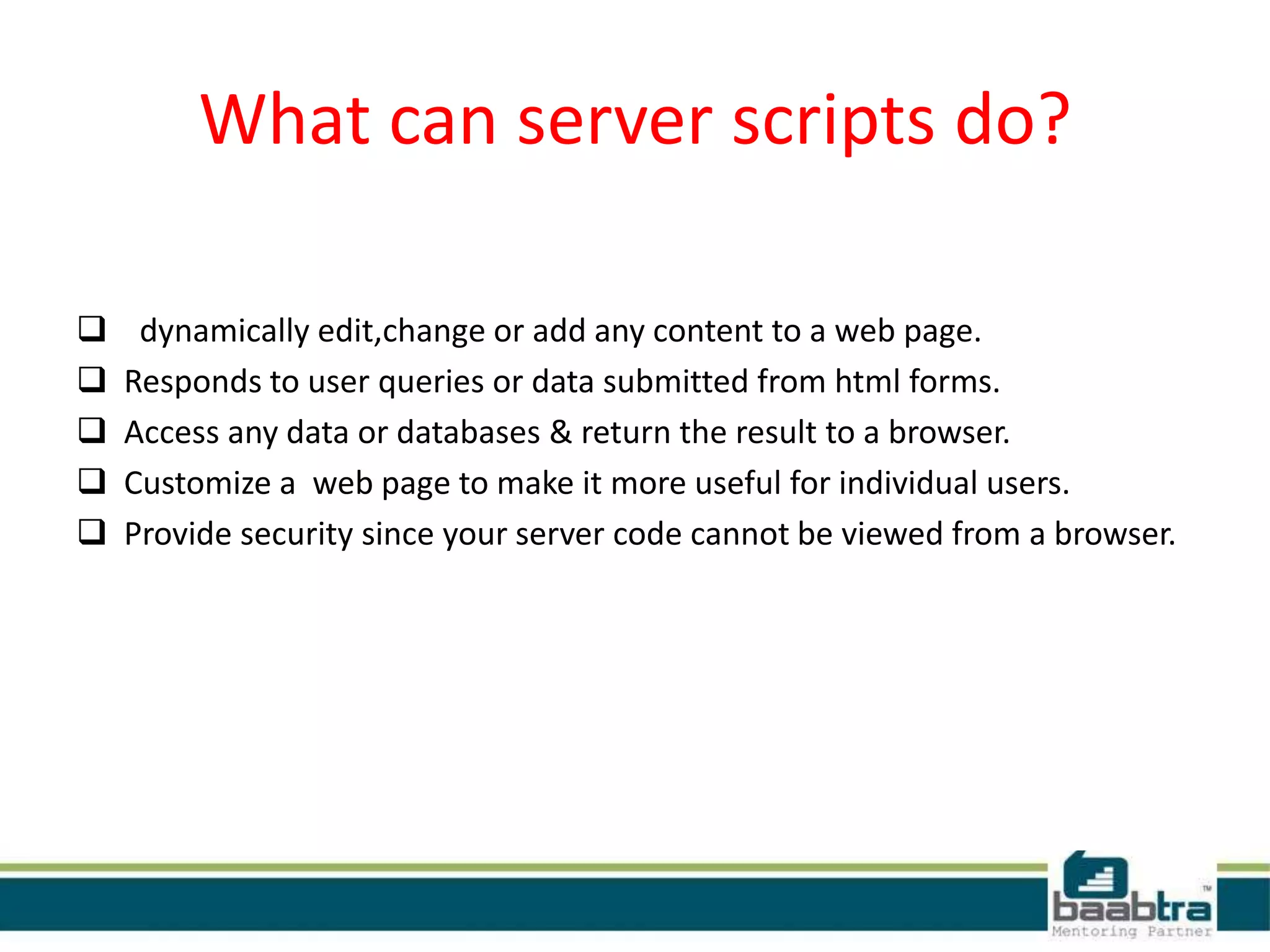 Server side scripting | PPTX