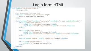Login form HTML
 