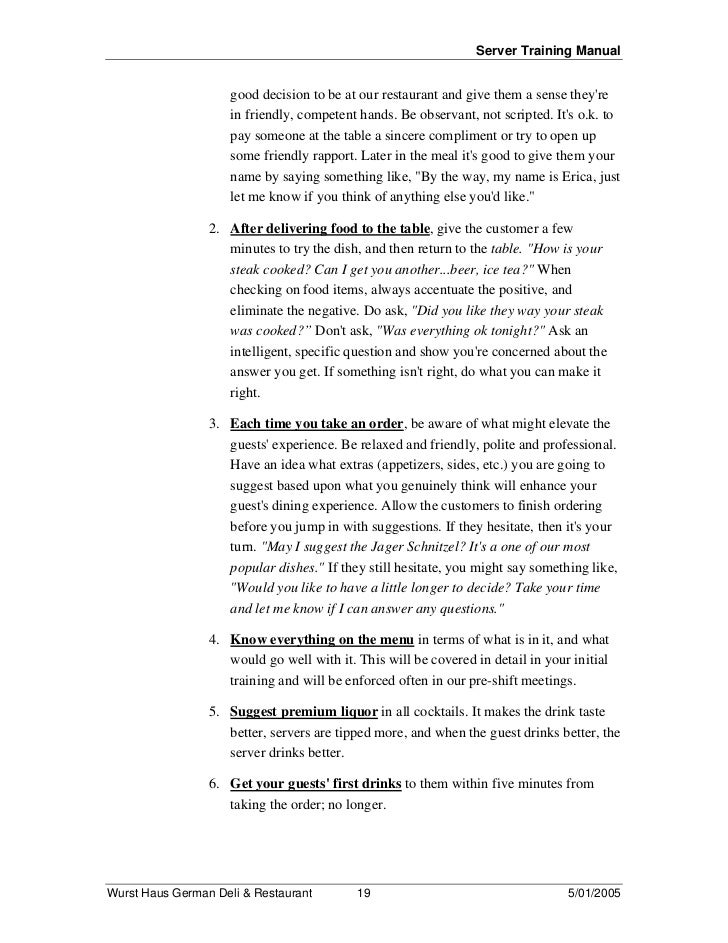 Food server training manual Food server training manual
