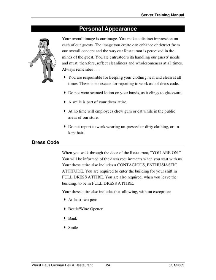 Food Server Training Manual Food Server Training Manual