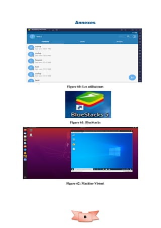 B
Annexes
Figure 60: Les utilisateurs
Figure 61: BlueStacks
Figure 62: Machine Virtuel
 