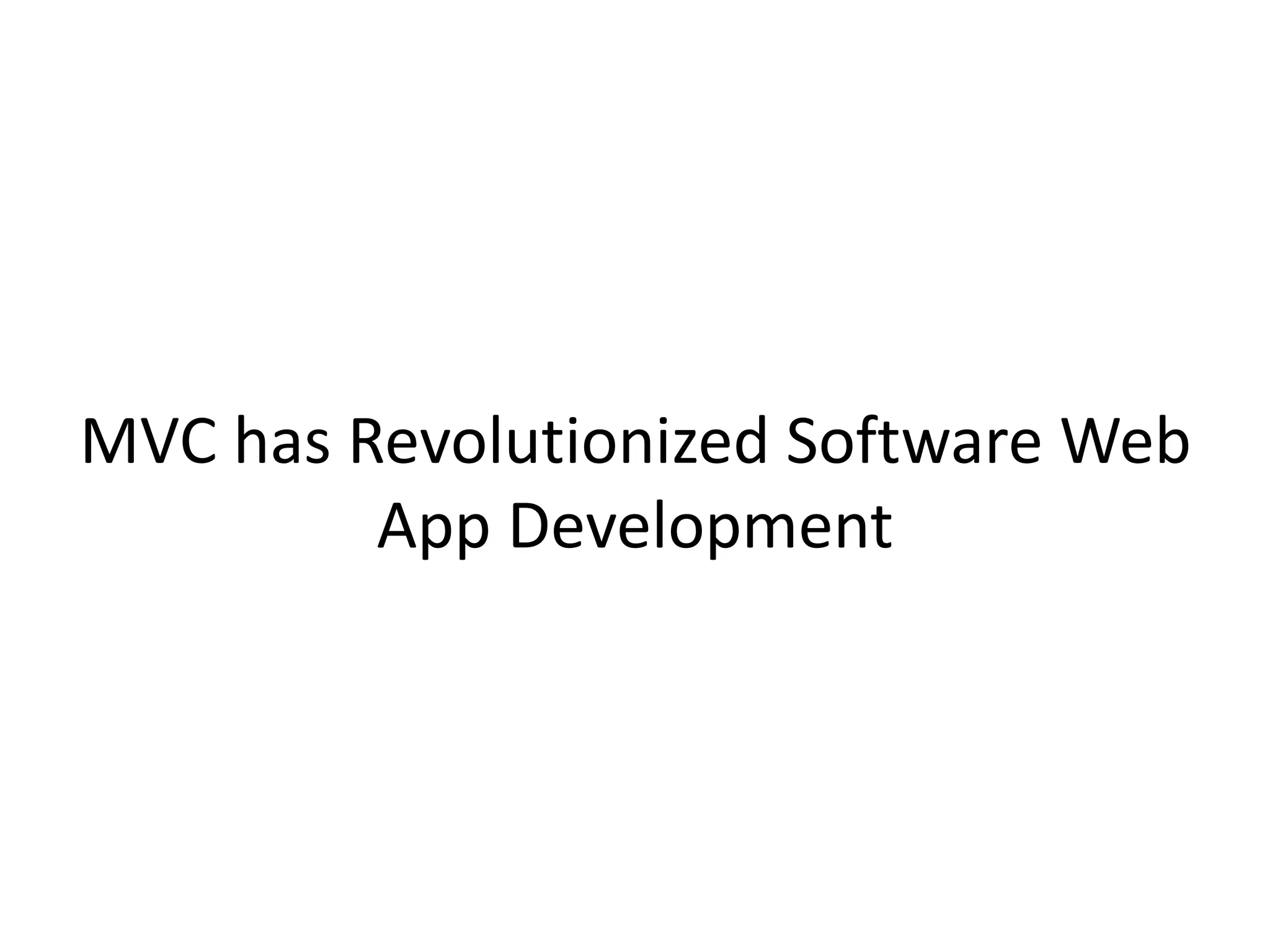 MVC has Revolutionized Software Web
App Development
 