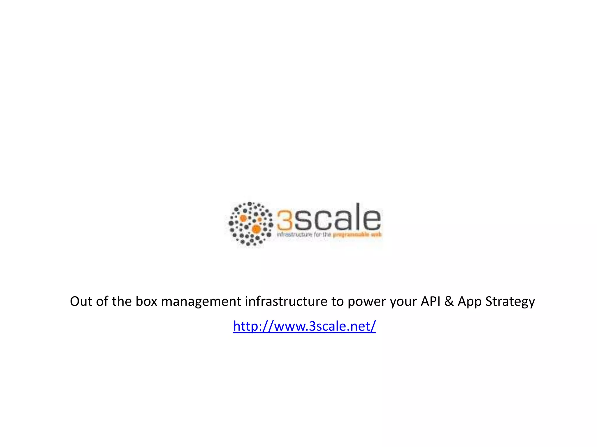 http://www.3scale.net/
Out of the box management infrastructure to power your API & App Strategy
 