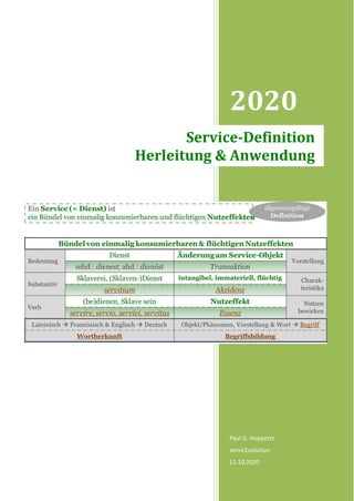 2020
Paul G. Huppertz
servicEvolution
12.10.2020
Service-Definition
Herleitung & Anwendung
 