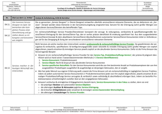 Firma
servicEvolution
Themenbereich
Leitkonzept der Servicialisierung
Druckdatum
07.07.2022
Bearbeiter, Telefon-Nr.
Paul G. Huppertz
+49-1520-9 84 59 62
Thema/Gegenstand
Grundlagen & Grundbegriffe, Modelle & Methoden der Service-Erbringung
Service-Design versus Service-Konzept – Abgrenzungen und Unterschiede
Ablage
Servicialisierung
Diskussionspapiere
Dokumentautor
Paul G. Huppertz
Dokumentname
Service-Design versus Service-Konzept V02.00.00
Dokumentdatum
07.07.2022
Dokumentseite
39 von 54
Paul G. Huppertz ▪ Schöne Aussicht 41 ▪ 65396 Walluf ▪ +49-61 23-74 04 16 ▪ Paul.G.Huppertz@servicEvolution.com
Nr. Zitat aus dem o.a. Artikel Analyse & Aufarbeitung, Kritik & Korrektur
04.11
Hier kommen Service
Designer ins Spiel. Sie
betrachten den kom-
pletten Prozess einer
Dienstleistung und ge-
stalten diesen so rei-
bungslos und konsistent
wie möglich.
Die so genannten „Service Designer“ (= Dienst-Designer) entwerfen allenfalls service/dienst-relevante Elemente, die sie deklarieren als „Ser-
vices“. Derweil werden diese Elemente in der Servuktionsumgebung eingesetzt bzw. benutzt für die Erbringung (sehr) großer Mengen von
abgerufenen Services/Diensten des betreffenden Typs.
04.12
Ein rechenschaftsfähiger Service Provider/Dienstleister konzipiert die verzugs- & reibungslose, verlässliche & spezifikationsgemäße Ser-
vice/Dienst-Erbringung für den Service/Dienst-Typ, den er vorher präzise identifiziert & eindeutig spezifiziert hat. Aus dem ausgearbeiteten
Service/Dienst-Konzept & dem absehbaren Service/Dienst-Abrufaufkommen autorisierter Service/Dienst-Konsumenten leitet er Anforderun-
gen ab für das Designging & Sizing der verschiedenen service/dienst-relevanten Elemente.
04.13
Services machen in der
heutigen Wirtschaft den
Unterschied.
Nicht Services als solche machen den Unterschied, sondern professionelle & rechenschaftsfähige Service Provider. Sie gewährleisten die ver-
zugslose & verlässliche, spezifikations- & konfigurierungsgemäße sowie rationelle & rentable Erbringung (sehr) großer Mengen von explizit
abgerufenen, jeweils einzelnen & einmaligen Services jeweils explizit an die abrufenden Service-Konsumenten. Dafür ist die Firma Amazon das
hervorragende Beispiel:
• Amazon ist ein rechenschaftspflichtiger Service Provider für den Service-Typ ‚Produktbeschaffungs-Service‘, der präzise & prägnant iden-
tifiziert wird an Hand seiner 3 wesensbestimmenden Merkmale (= 3 Service-Identifikatoren):
1. Service-Konsument: Produktinteressent
2. Service-Objekt: Recht & Anspruch des abrufenden Service-Konsumenten
3. Service-spezifischer Nutzeffekt: für den Service-Konsumenten wird die von ihm bestimmte Anzahl an Produktexemplaren der von ihm
ausgewählten Produkttypen ausgeliefert & ausgehändigt an denjenigen Adressaten, den er vorgibt.
• Wie fast jeder Mensch aus eigener Erfahrung weiß, erweist die Firma Amazon sich als rechenschaftsfähig im tagtäglichen Service-Triathlon,
indem sie jedem autorisierten Service-Konsumenten (= Produktinteressenten) jeden von ihm explizit abgerufenen, jeweils einzelnen & ein-
maligen Produktbeschaffungs-Service verzugslos & verlässlich sowie vollständig & abschließend erbringen lässt, indem sie bestellte Pro-
duktexemplare schnellstmöglich zustellen lässt an den vorgegebenen Adressaten.
• Amazon's einfaches & einträgliches Erfolgsgeheimnis besteht darin, Service-Konsumenten in den Fokus zu stellen, denn sie sind
o die jeweiligen Besitzer von potenziellen Service-Objekten
o die alleinzigen Auslöser & Adressaten jeglicher Service-Erbringung
o die kritischen Erfolgsfaktoren jeder einzelnen & einmaligen service-basierenden Wertschöpfung
o die alleinzigen Umsatzbringer für Service Provider.
 