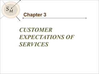 41
SM
SM
Chapter 3
CUSTOMER
EXPECTATIONS OF
SERVICES
 