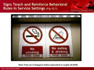Slide © 2010 by RAHUL SHARMA
Signs Teach and Reinforce Behavioral
Rules in Service Settings (Fig 10.7)
Note: Fines are in Singapore dollars (equivalent to roughly US $300)
 