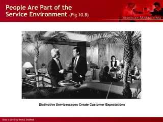 Slide © 2010 by RAHUL SHARMA
People Are Part of the
Service Environment (Fig 10.8)
Distinctive Servicescapes Create Customer Expectations
 