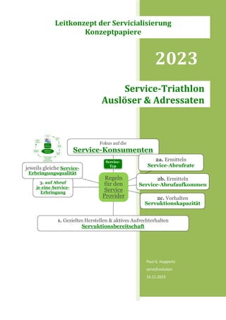 2023
Paul G. Huppertz
servicEvolution
16.11.2023
Service-Triathlon
Auslöser & Adressaten
Leitkonzept der Servicialisierung
Konzeptpapiere
 