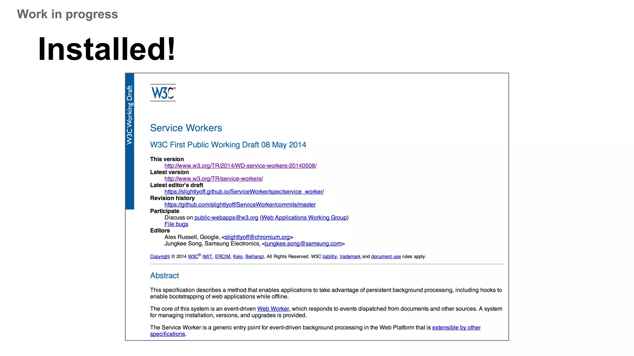 Installed!
Work in progress
 