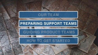 HOW TO GET STARTED
GUIDING PRODUCT TEAMS
PREPARING SUPPORT TEAMS
OUR TEAM
 