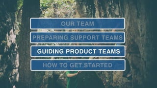 HOW TO GET STARTED
GUIDING PRODUCT TEAMS
PREPARING SUPPORT TEAMS
OUR TEAM
 