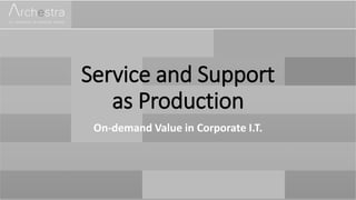 Service and Support
as Production
On-demand Value in Corporate I.T.
 