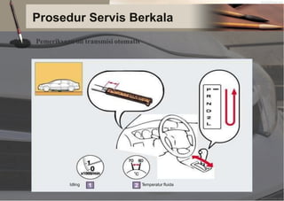 Prosedur Servis Berkala
Pemeriksaan oli transmisi otomatis
Idling T
emperatur fluida
 