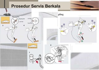 Pemeriksaan dan penyetelan tinggi pedal ko
Tltlk penyetelan
2
Prosedur Servis Berkala
pling
 