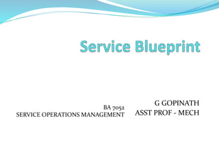G GOPINATH
ASST PROF - MECH
BA 7052
SERVICE OPERATIONS MANAGEMENT
 