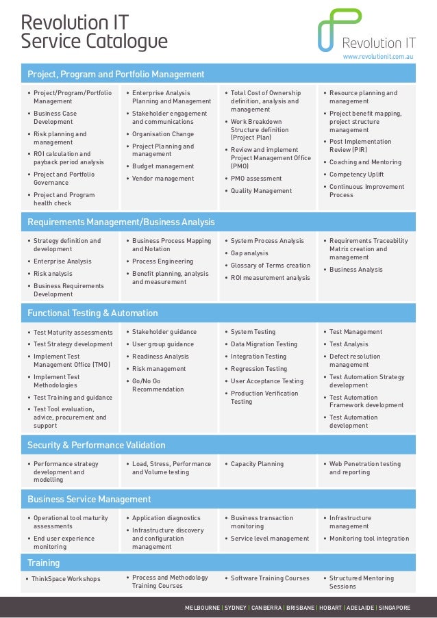 service catalogue define project management