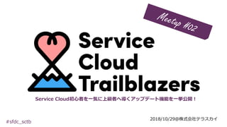 2018/10/29＠株式会社テラスカイ
#sfdc_sctb
Service Cloud初心者を一気に上級者へ導くアップデート機能を一挙公開！
 