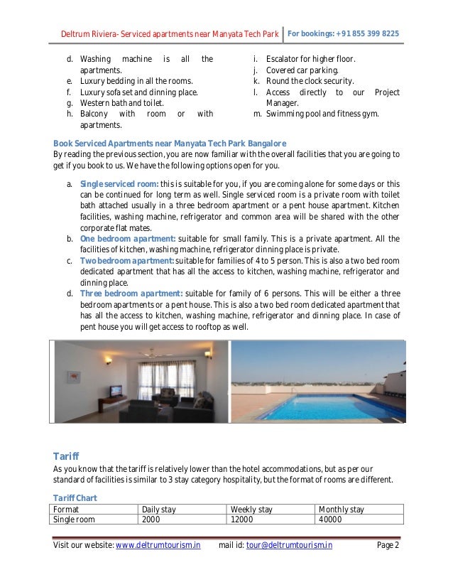 Serviced apartments near Manyata tech park Bangalore Serviced