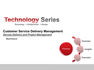 Customer Service Delivery Management
Service Delivery and Project Management
Masaf Dawood
Practices
Overview
Insights
Execution
 