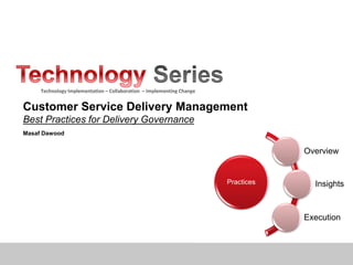 Customer Service Delivery Management
Best Practices for Delivery Governance
Masaf Dawood
Practices
Overview
Insights
Execution
 