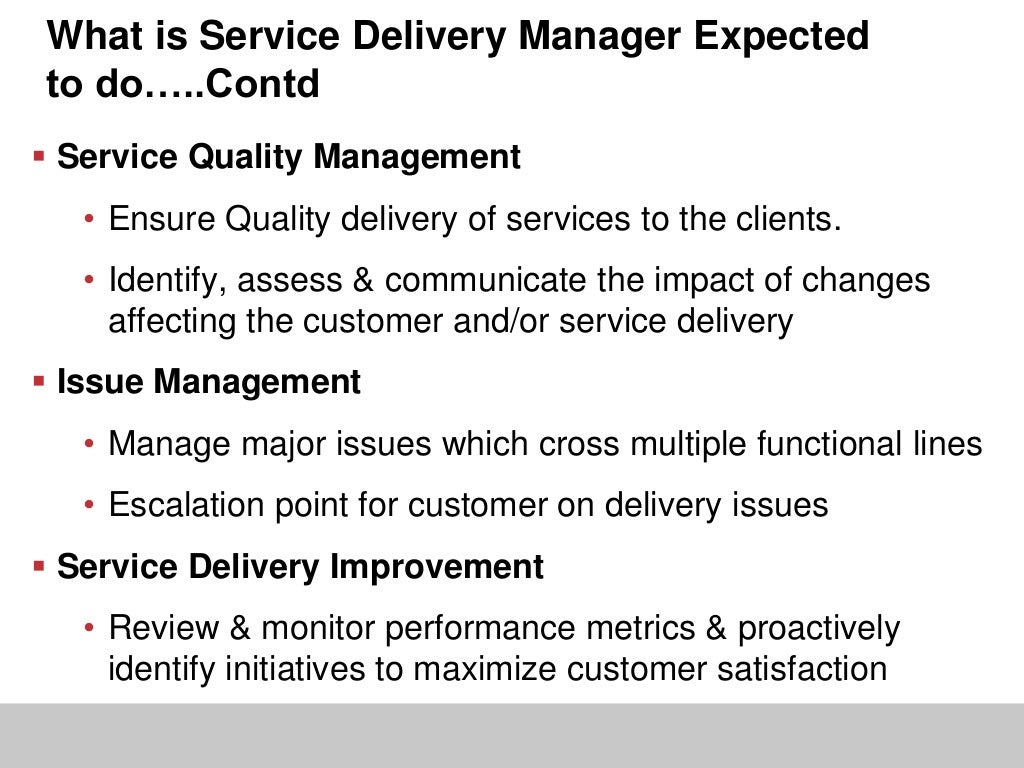 Service delivery management