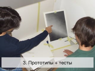 3. Прототипы + тесты
http://www.ideo.com/work/featured/bbva
 
