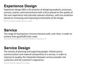 Experience DesignExperience design (XD) is the practice of designing products, processes, services, events, and environmen...