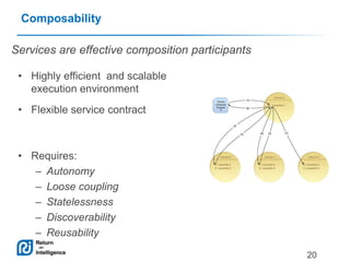 Composability
Services are effective composition participants
• Highly efficient and scalable
execution environment
• Flex...