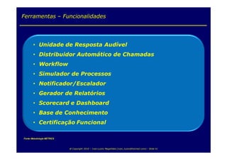 Ferramentas – Funcionalidades




Fonte: Metodologia METRICS



                             @ Copyright 2010 – Ivan Luizio Magalhães (ivan_luizio@hotmail.com) – Slide 41
 