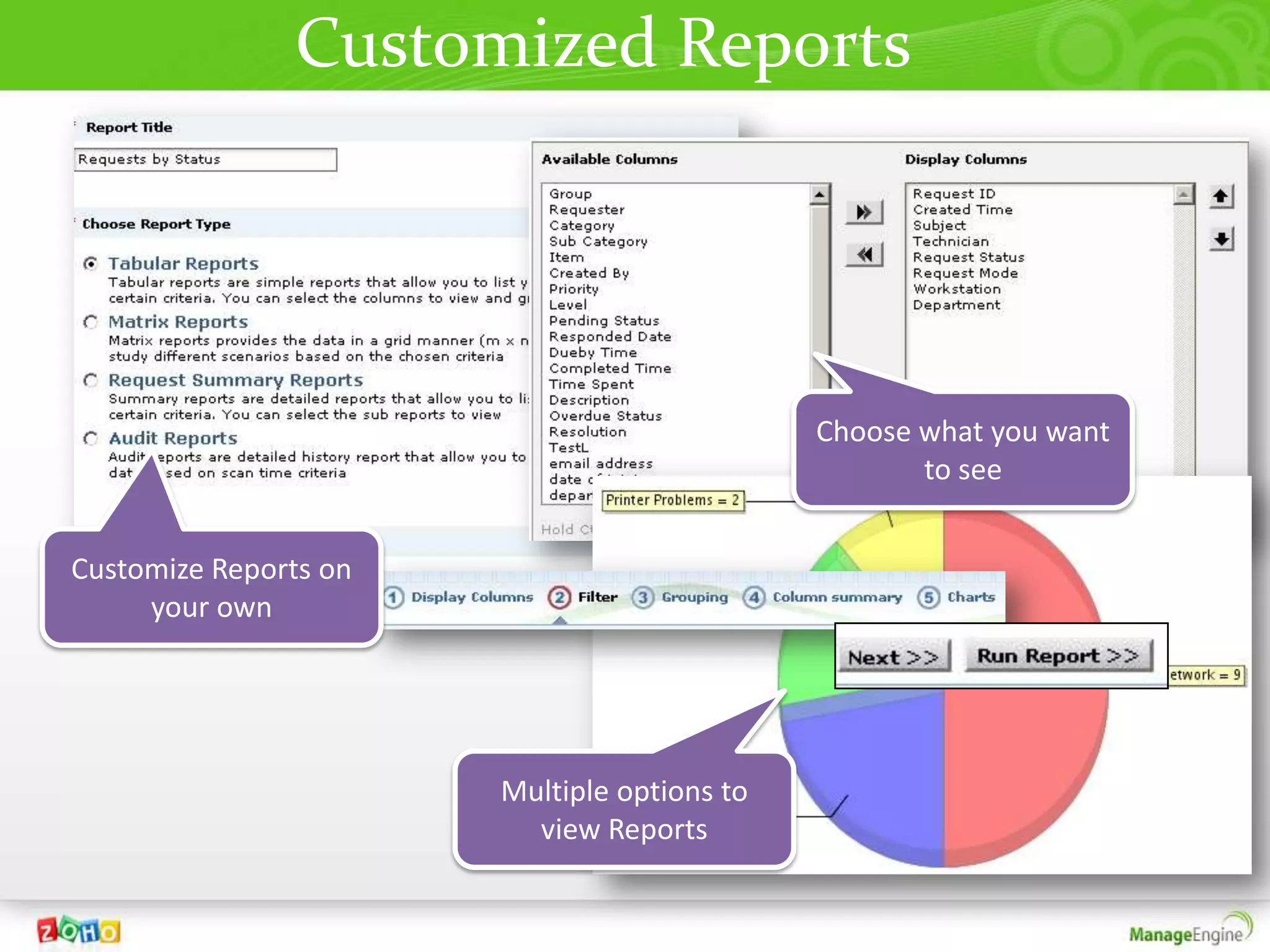 Customized Reports




                                             Choose what you want
                                                    to see


Customize Reports on
     your own




                       Multiple options to
                         view Reports
 