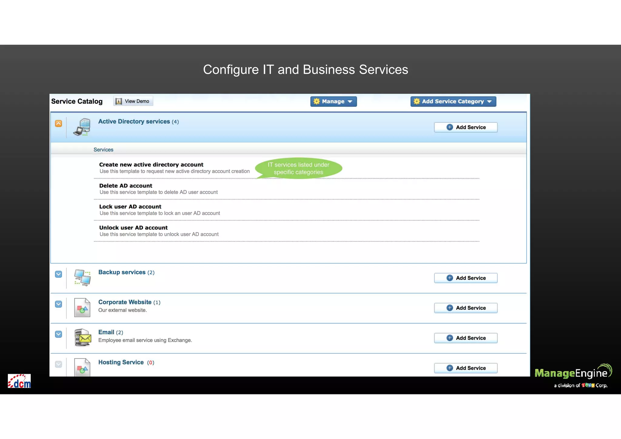 Configure IT and Business Services
 